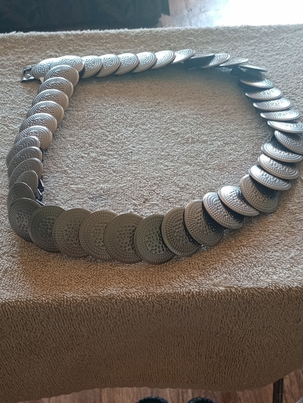Vintage Metal Medallion Silver Tone Belt